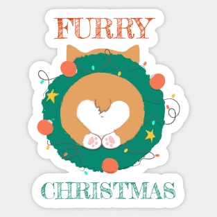 Furry Christmas (Merry Christmas) Corgi Butt Dog Wreath Sticker